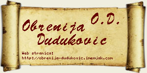 Obrenija Duduković vizit kartica